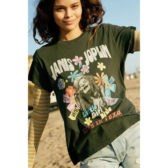 DAYDREAMER Janis Joplin Little Girl Blue Graphic Tour Tee Black Medium - Picture 3 of 9
